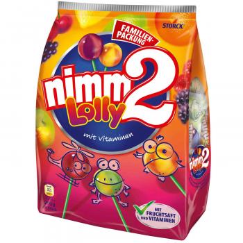 nimm2 Lolly 20 einzeln verpackte Lollis in 4 Geschmackskombinationen mit Fruchtsaft und Vitaminen
