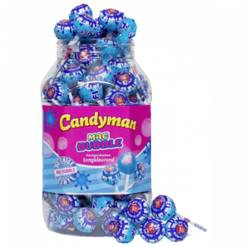 Candyman Blaubeere Lollies mit Kaugummi 100 Stück
