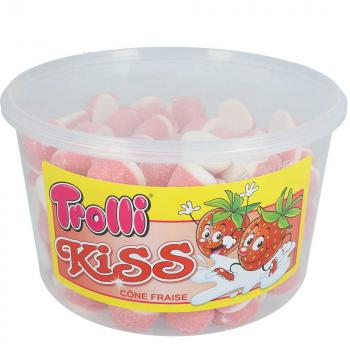 Trolli Kiss 150 kandierte softe Schaumzuckerstücke mit Sahne-Erdbeer-Geschmack