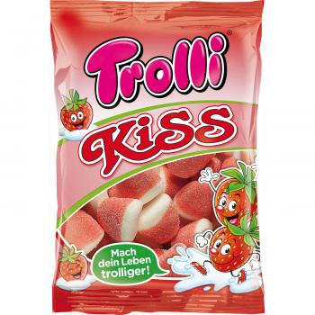 Trolli Kiss 200g Kandierte softe Schaumzuckerstücke mit Sahne-Erdbeer-Geschmack