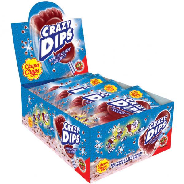 Chupa Chups Crazy Dips Cola Lolli in Fußform Brausepulver mit Knister-Effekt