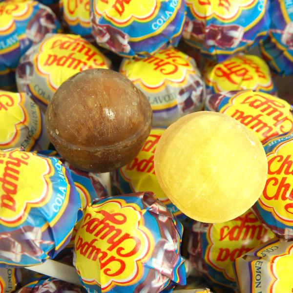 Chupa Chups Fresh Cola 100 einzeln verpackte Kugel-Lollis mit Cola-Zitronen- und Colageschmack