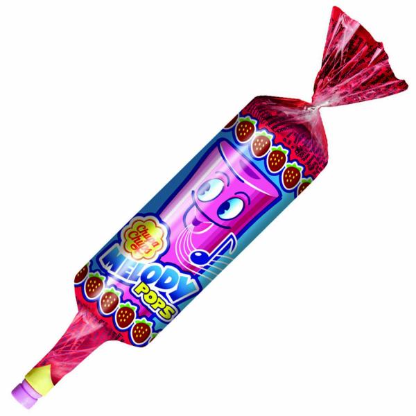 Chupa Chups Melody Pops 16g Lolli mit integrierter Flöte und Erdbeergeschmack