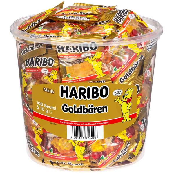 Haribo Goldbären Minis 100x10g Portionspackungen mit Mini-Fruchtgummi-Bären