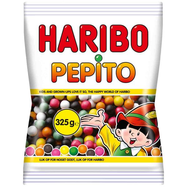 Haribo Pepito 325g Dragierte Lakritz-Kugeln. Ohne künstliche Farbstoffe.